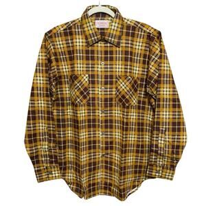 Vintage Brent Montgomery Ward Cotton Flannel Shirt Men’s M 15-15.5 Mustard Brown